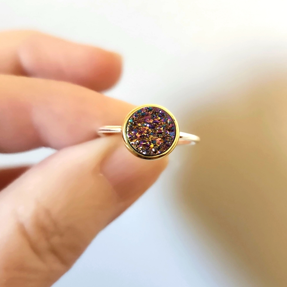 New Gorgeous 925 Silver Druzzy Ring